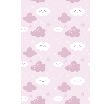 Pink background with white happy Cloud roller blind - TenStickers