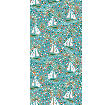 Sailing Boats and Palms flower blind - TenStickers