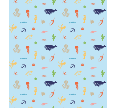 Sea animals on light  Living room roller blind - TenStickers