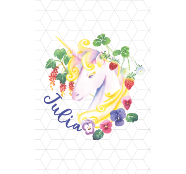 Floral unicorn with name childrens blind - TenStickers