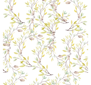 Original watercolor green leaves pattern Bathroom window blind - TenStickers