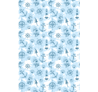 Nautical Icons Pattern kitchen blind - TenStickers