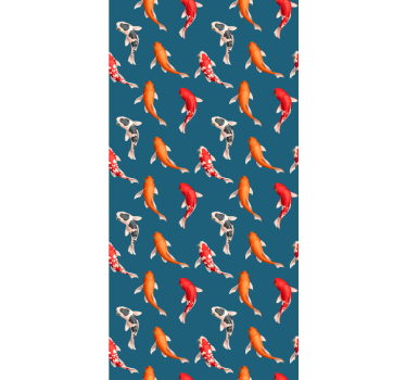 Koi fish pattern blue background Bathroom window blind - TenStickers