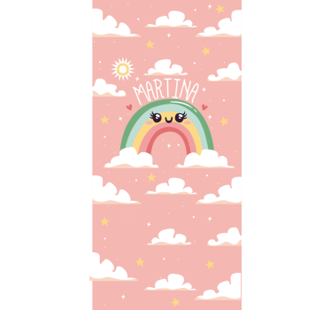 Pink rainbow design with name childrens blind - TenStickers