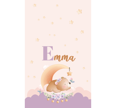 Sleeping bear with name childrens blind - TenStickers