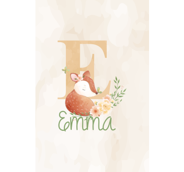 Fox with initial and name childrens blind - TenStickers