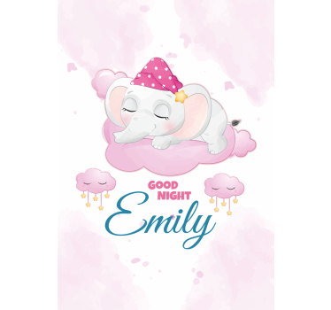 Sleeping elephant with name childrens blind - TenStickers