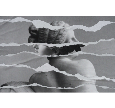 Greek statue image in torn paper style Modern roller blind - TenStickers