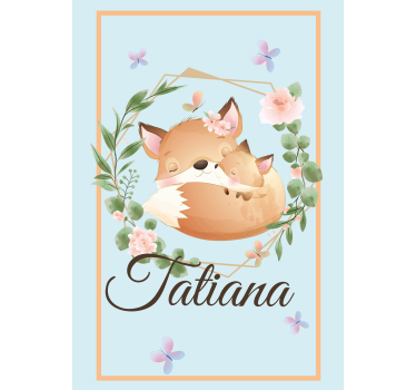 Fox family with name childrens blind - TenStickers