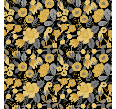 Yellow botanical pattern flower blind - TenStickers