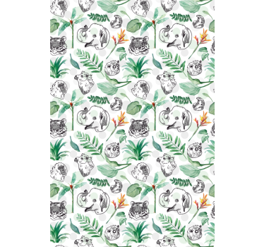 Green jungle animals childrens blind - TenStickers