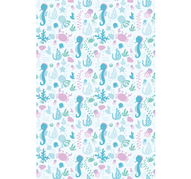 Seahorse pattern bathroom blind - TenStickers