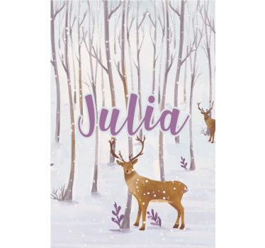 Deer in snow with name childrens blind - TenStickers