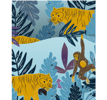Tigers and monkey childrens blind - TenStickers