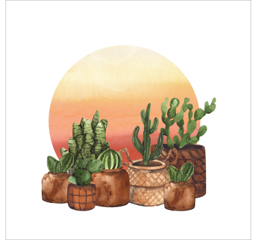 cactus with sunset in circle Kitchen blind - TenStickers