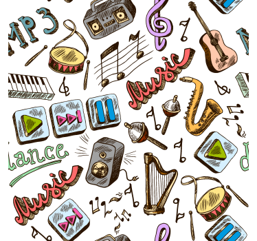 music pattern funky roller blind - TenStickers