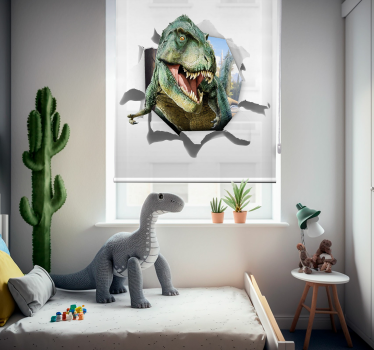 3D angry t-rex Childrens window blind - TenStickers