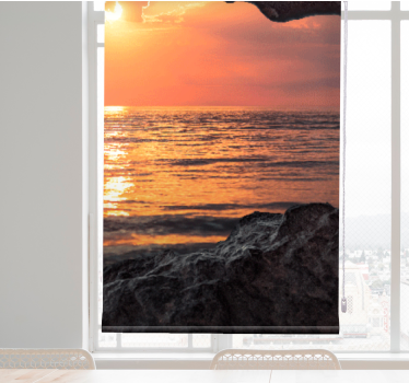 3D cave sunrise ocean  original blind - TenStickers
