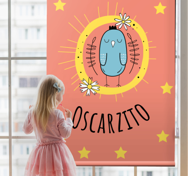 Blue bird with name childrens blind - TenStickers