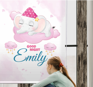 Sleeping elephant with name childrens blind - TenStickers