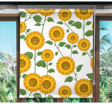 Animated sunflowers Flower roller blind - TenStickers