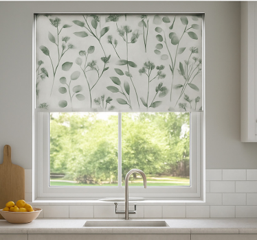 Aquarella elegant leaves kitchen blind - TenStickers