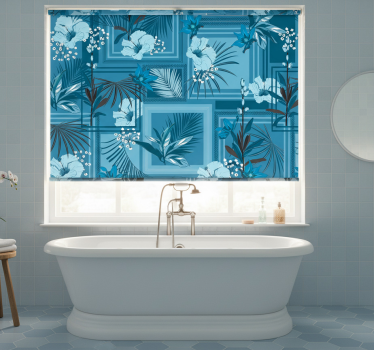 Blue floral bathroom blind - TenStickers