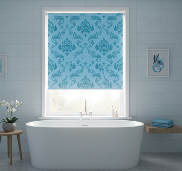 Bathroom blind in blue botanical curves - TenStickers