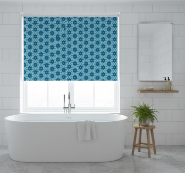 Bathroom blind in blue tile design - TenStickers