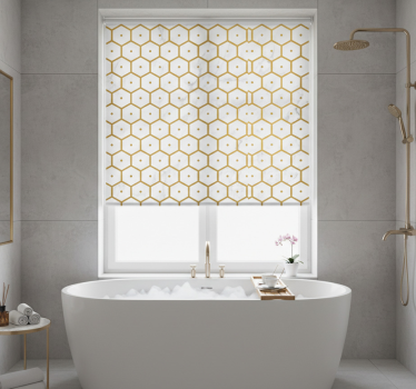 Bathroom blind with hexagonal gold marble pattern - TenStickers
