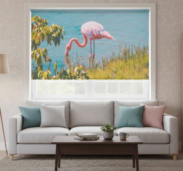 Beautiful flamingo standing near the water living room blind - TenStickers