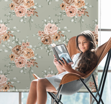 Beautiful beige arrangement flower blind - TenStickers