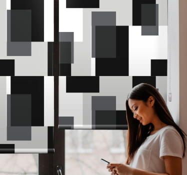 Black and white color blocks Living room roller blind - TenStickers