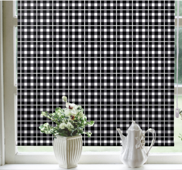 Black and white gingham pattern Office window blind - TenStickers