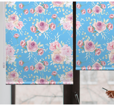 Blue roses pattern flower blind - TenStickers