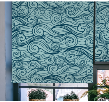 Blue sea waves pattern Living room roller blind - TenStickers