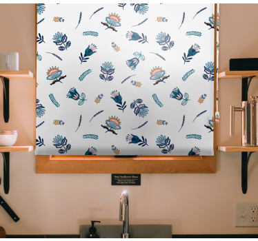 Blue folk art motif flower blind - TenStickers