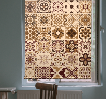 Brown spanish style tiles pattern Bathroom window blind - TenStickers