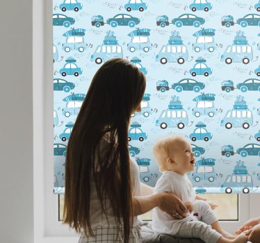 Blue cars pattern childrens blind - TenStickers