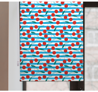 Cherry blue stripes Fruit and vegetable roller blind - TenStickers
