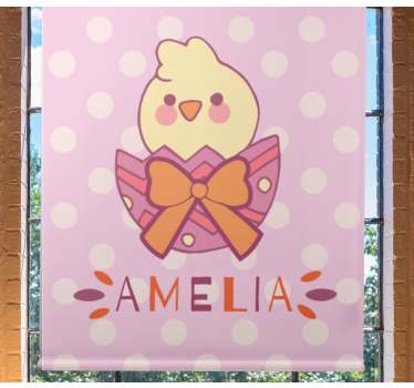 Baby chick with bow and name customised blind - TenStickers