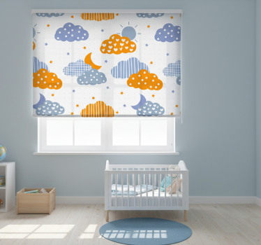 Childrens blind blue and orange clouds and sun - TenStickers