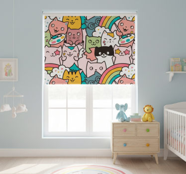 Childrens blind cat doodle pastel colors pattern - TenStickers