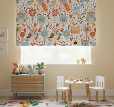 Childrens blind colorful owls with flowers pattern - TenStickers