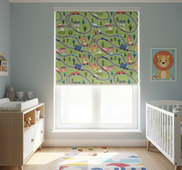 Childrens blind colorful street with racing cars - TenStickers