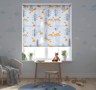 Children's blind cute fox winter forest design - TenStickers