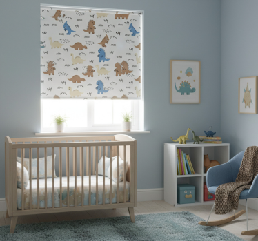 Childrens blind featuring cheerful blue and brown dinosaurs - TenStickers