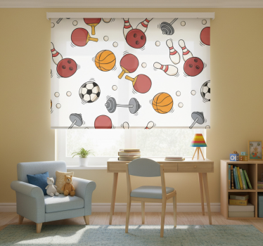 Childrens blind featuring doodle sketch sports gear - TenStickers