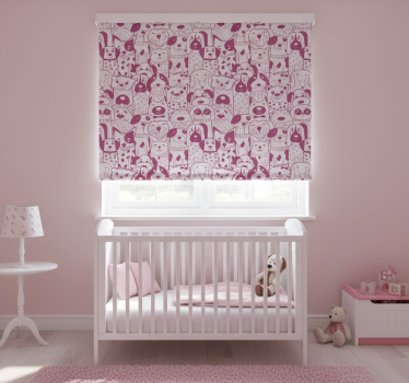 Childrens blind featuring pink furry dog drawing - TenStickers