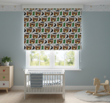 Childrens blind featuring solid color bears and trees - TenStickers
